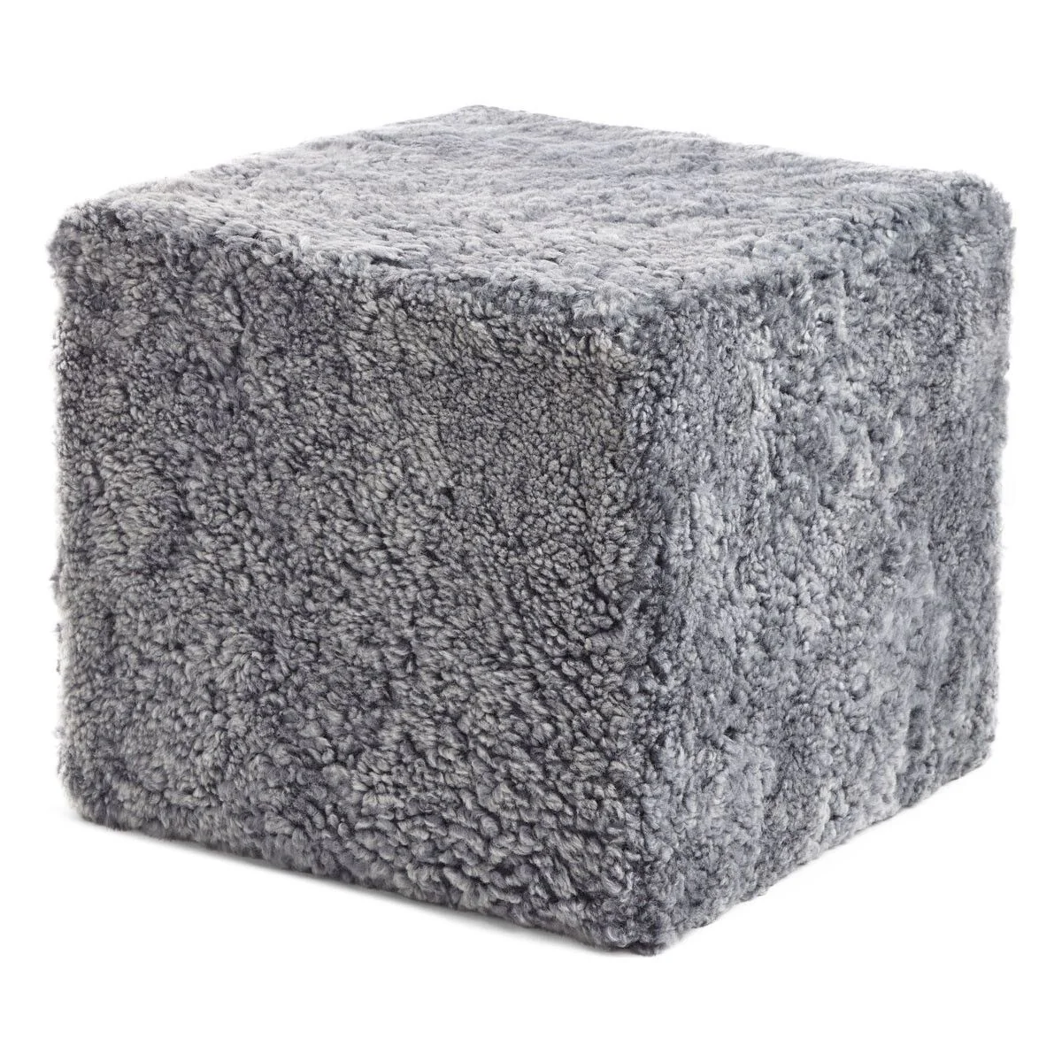 Kort, krøllete saueskinnspuff i ull - Image 6